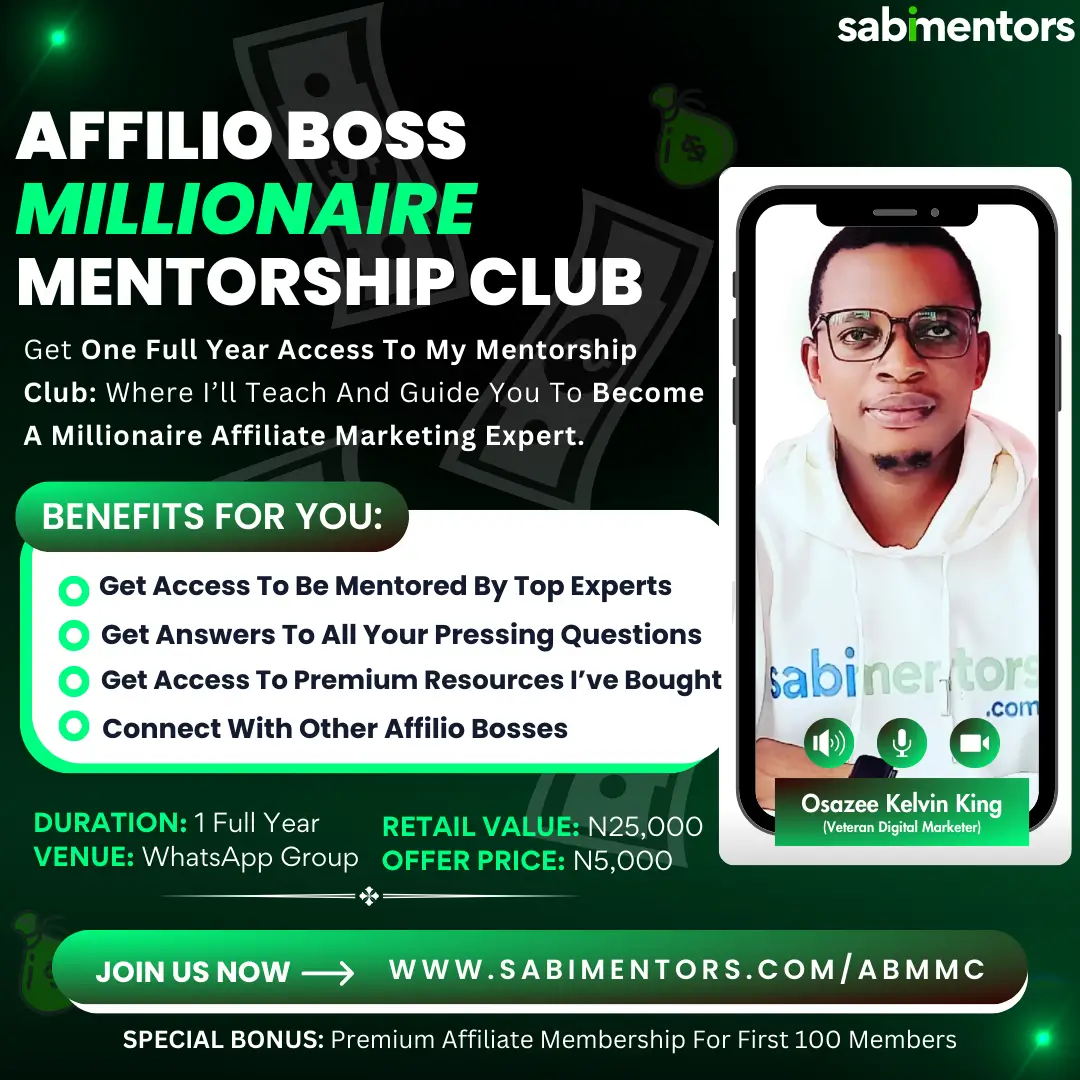Affilio Boss Millionaire Mentorship Club: Join The League Of Fast Rising Millionaire Affiliates (Get Training, Support, Tools & Resources)